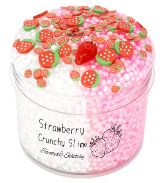 Soft Pink Crunchy Strawberry Glitter slime🩷🍓