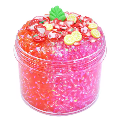 Strawberry Lemonade crunchy Crystal Slime🍋🍓🍒